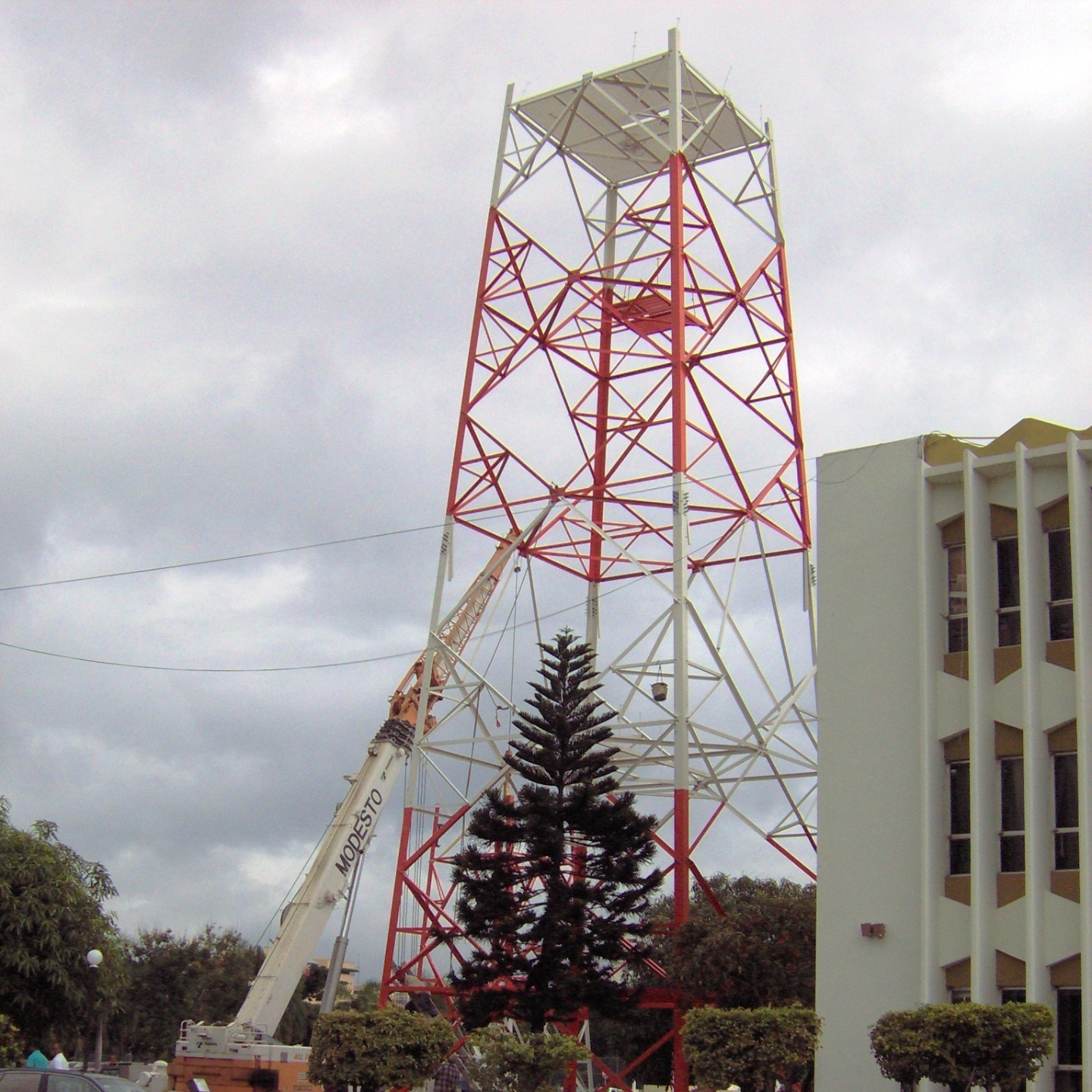 Back bone radio link tower being built in Dominican Republicfor the security authorities